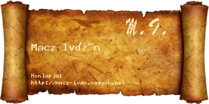 Macz Iván névjegykártya